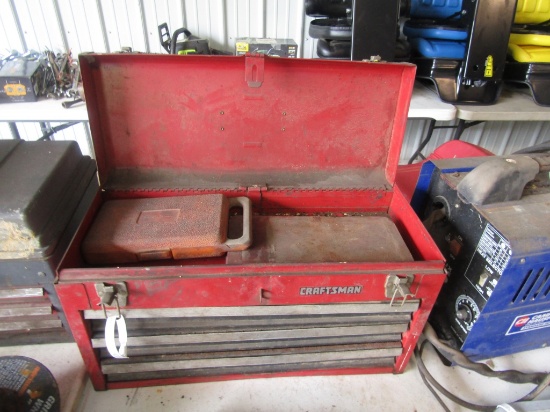 RED CRAFTSMAN TOOL BOX W/ TOOLS