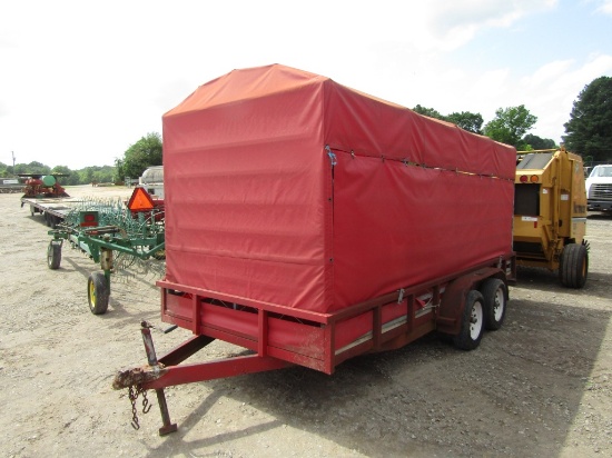 16FT BUMPERHITCH TRAILER W/ CATTLE RACK - NEW FLOOR AND NEW TARP - NO TITLE