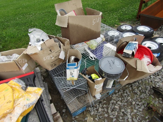 PALLET OF RABBIT CAGES AND MISC - SELLING FOR FFA