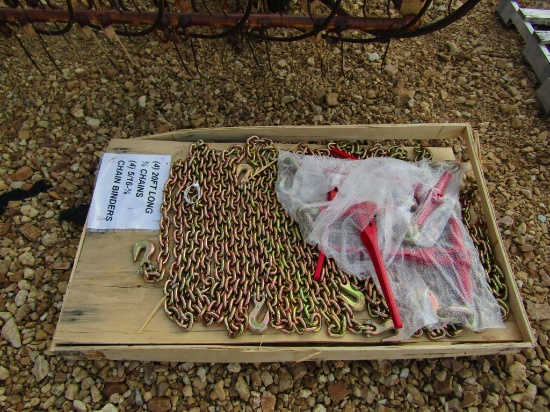 (4) NEW 20FT 3/8'' G80 CHAIN AND (4) CHAIN BINDERS - ALL ONE PRICE