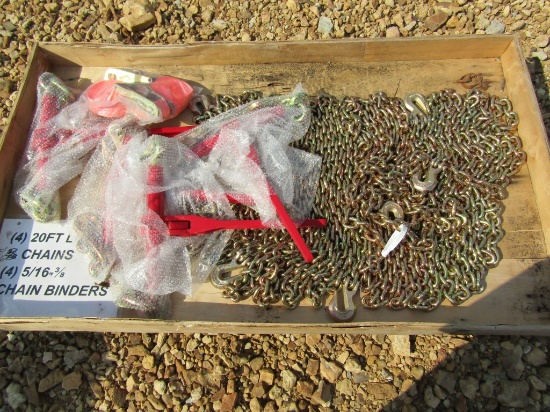 (4) NEW 20FT 5/16'' G80 CHAIN AND (4) CHAIN BINDERS - ALL ONE PRICE