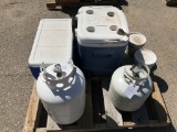 Pallet of Coolers, Propane Tanks