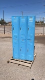 Blue & Tan Triple Steel Locker