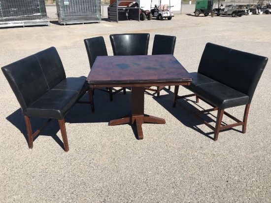 (5)pcs - Table and Black Upholstered Chair Set