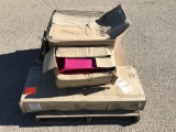 Boxed Surplus - Desk, Fuscia Tray, Cabinet