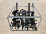 UNUSED Hydraulic Skid-Steer Auger w/ 3 Auger Bits