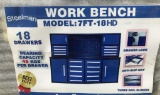 UNUSED 7FT Blue Work Bench w/ 18 Drawers