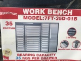 UNUSED 7FT Stainless Work Bench w/ 35 Drawers