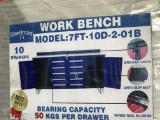 UNUSED 7FT Blue Work Bench w/ 10 Drawers