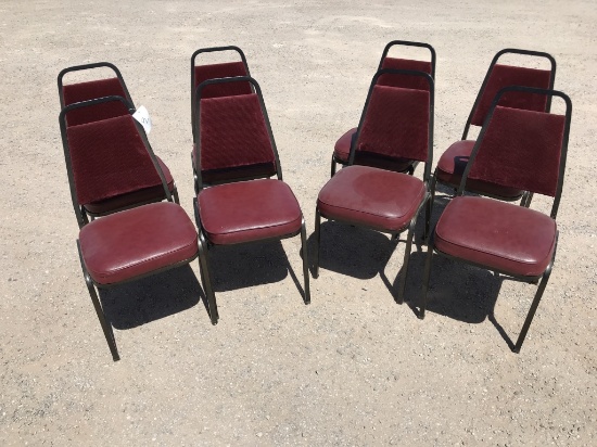 School Restaurant Surplus -(8)pcs RedPadded Chairs