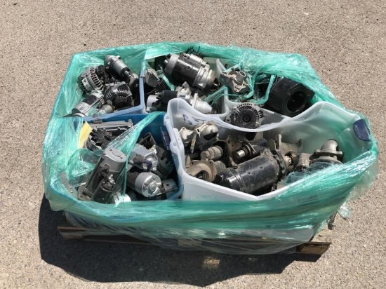 Pallet of Assorted Starters, Alternators, Motors