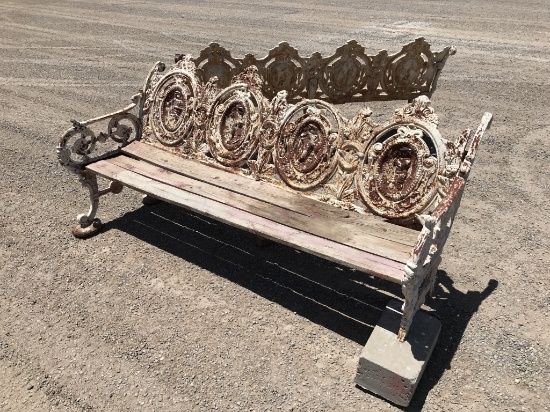 Antique Cast Iron Park Bench
