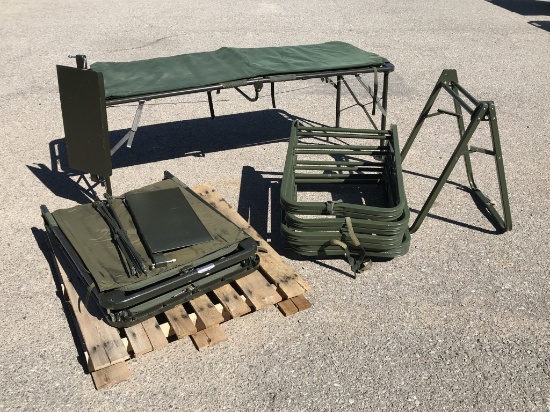 (2) Military Folding Beds and Folding Stands