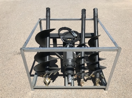 UNUSED Hydraulic Skid-Steer Auger w/ 3 Auger Bits