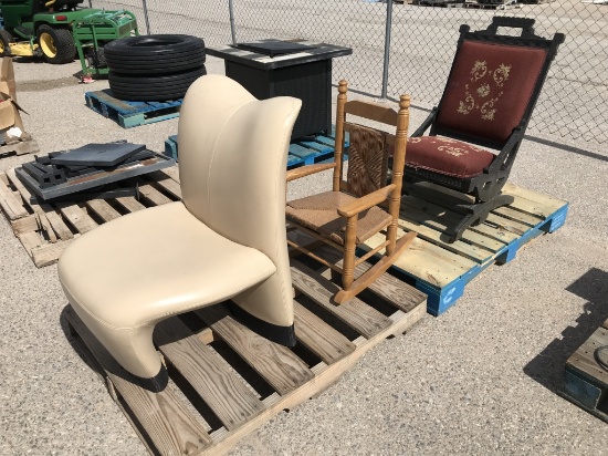 (3)pcs - Antique Rocker, Child Rocker,Office Chair