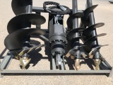 UNUSED Hydraulic Skid-Steer Auger w/ 3 Auger Bits
