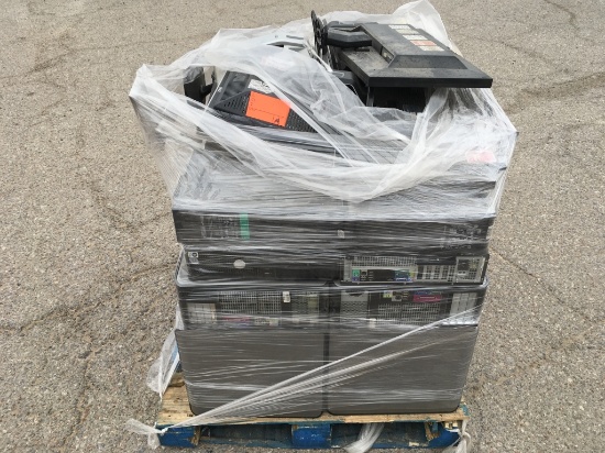Pallet of Desktop CPU's and Monitors -A
