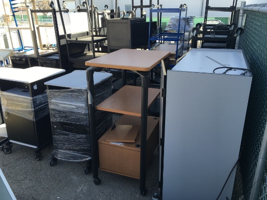 School Surplus - (4) Rows of A/V Carts Etc