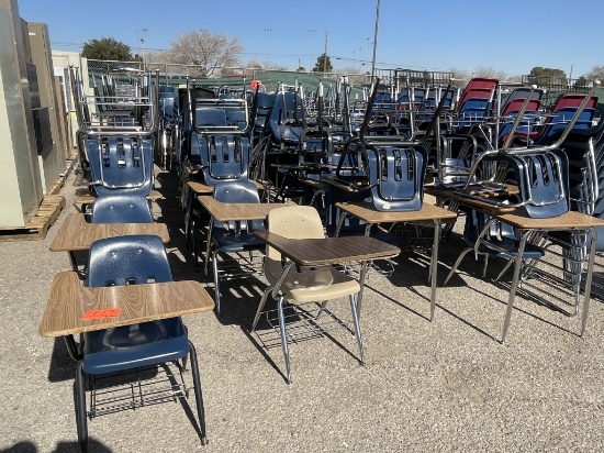 School Surplus - (4) Rows of Student Desk/ Chairs