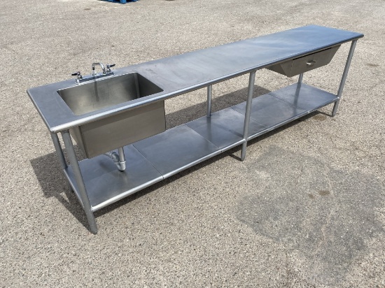 8FT SS Kitchen table w/ Sink & Faucet