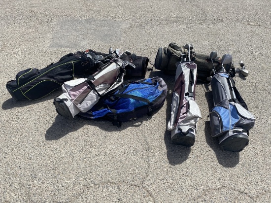 (6) Golf Bags with Clubs, Pads