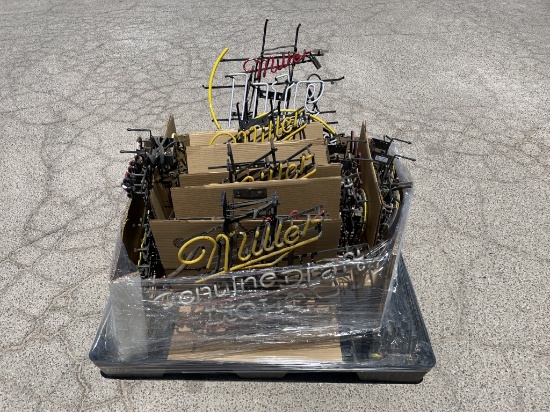 Pallet of Neon Miller Beer Lighted Signs