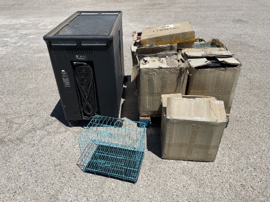 Pallet of UNUSED Pet Cages, Charging Cart