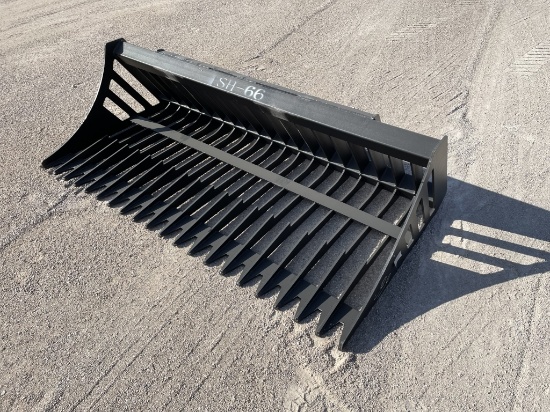 UNUSED Skid-Steer 66" Slotted Rock Bucket w/Teeth