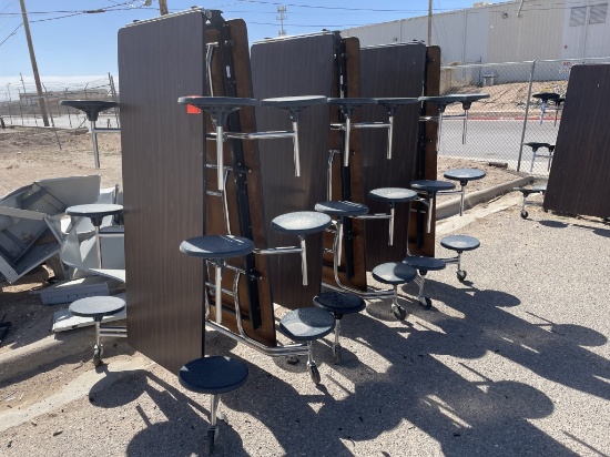 School Surplus- (3)pcs Brown Folding Cafe Tables