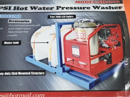 UNUSED 4,000 PSI Hot Water Pressure Washer w/Tank