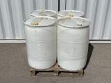 (4)pcs - 55 GAL Food Grade White Plastic Drums