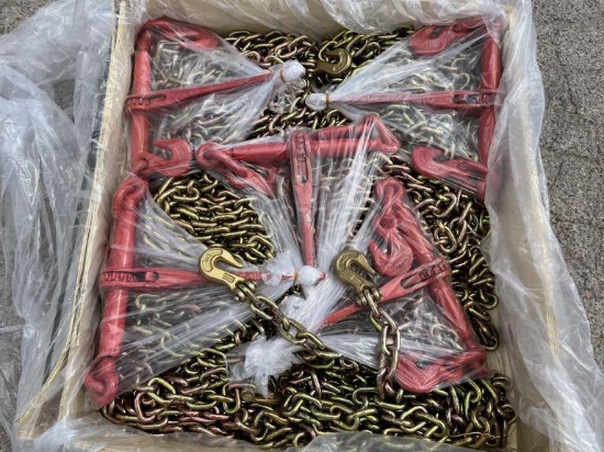 UNUSED (15)pc- 5 Ratchet Binders,10 Chains (3/8")
