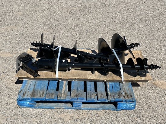 UNUSED Mini-Excavator Hydraulic Auger w/ 3 Bits
