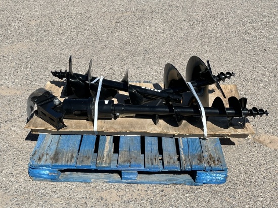 UNUSED Mini-Excavator Hydraulic Auger w/ 3 Bits
