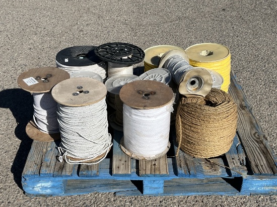 Pallet of Assorted BRN/WHT/YEL Rope, Cord, Strap