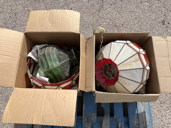 (3)pcs - Stained Glass Hanging Chandeliers
