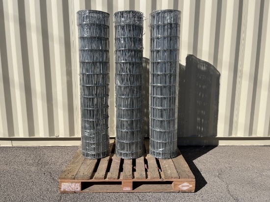 UNUSED (3) Rolls of 5FTx 66FT Galvanized Wire Mesh