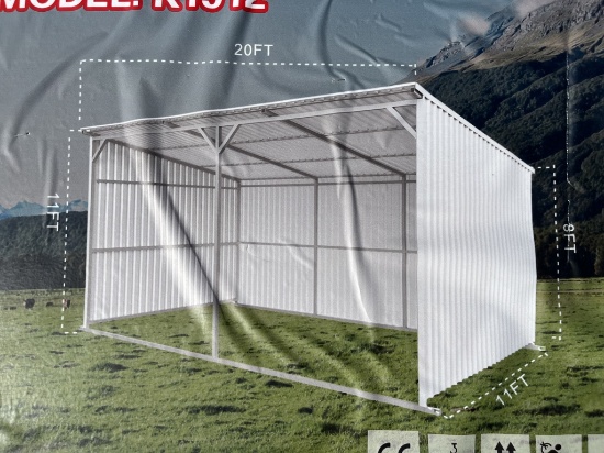 UNUSED 20FT x 12FT Livestock Metal Shed