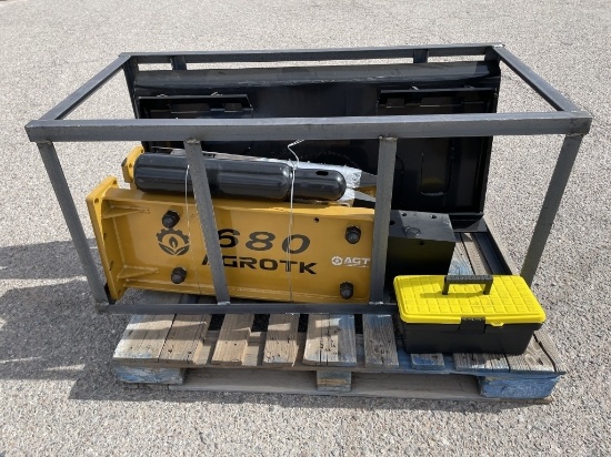 UNUSED Skid-Steer AGT 680 Hydraulic Hammer w/2Bits
