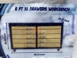 UNUSED 6FT Yellow Mobile Work Bench w/10 Drawers