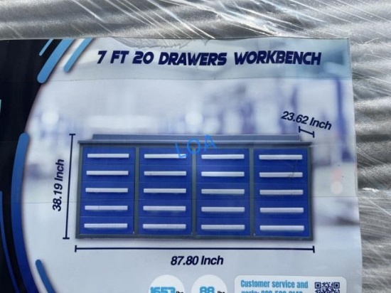 2026 7FT Work Bench w/ 20 Drawers -BLUE