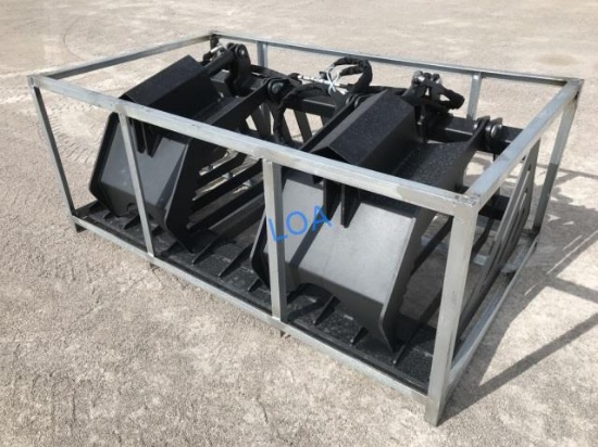 UNUSED Skid-Steer Hydraulic 72" Grapple RockBucket
