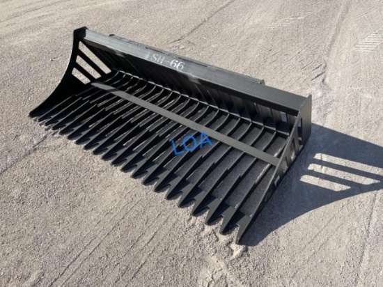 UNUSED Skid-Steer 66" Slotted Rock Bucket w/Teeth
