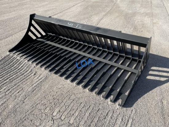 UNUSED Skid-Steer 72" Slotted Rock Bucket w/Teeth