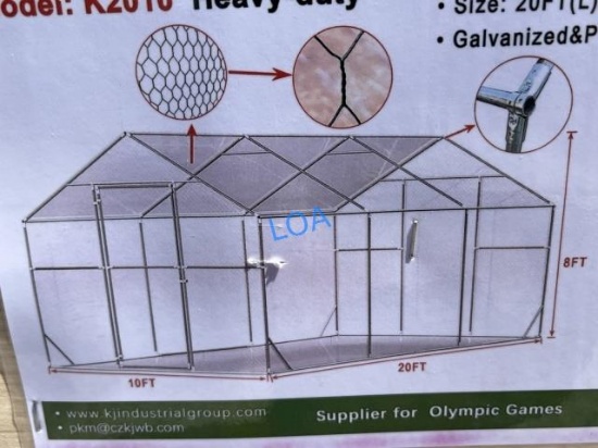 UNUSED 20FT x 10FT x 8FT Galvanized Chicken Coop