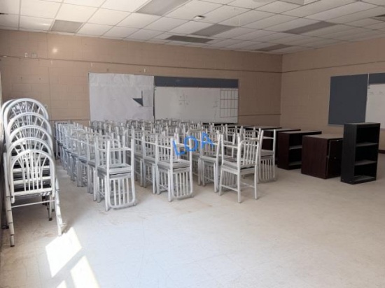 School Surplus- Room of Aluminum Chairs, Cabinets