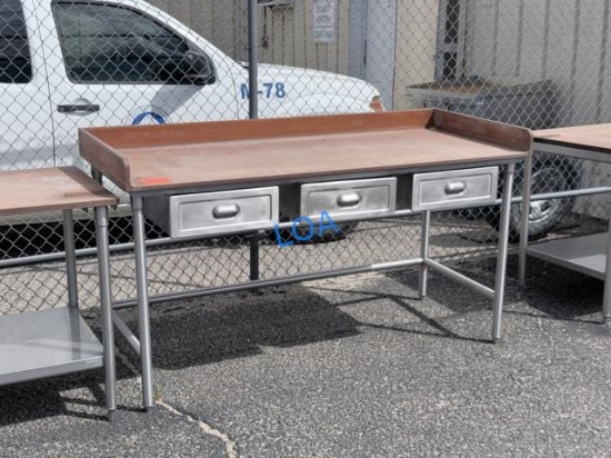 School Surplus- Kitchen WorkTop Table w/ 3 Drawers