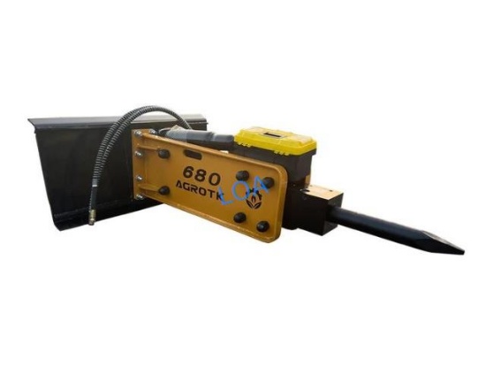 UNUSED Skid-Steer Hydraulic AGT 680 Breaker w/2Bit