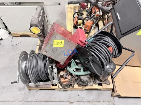 College Surplus- Pallet Blk Reels,2Red Boxes Tools