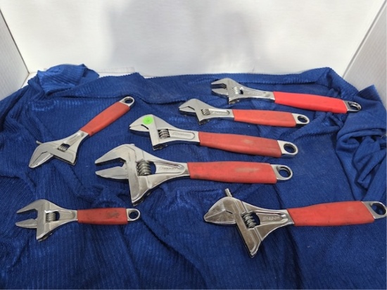 (7) Various Sized Adjustable Wrenches